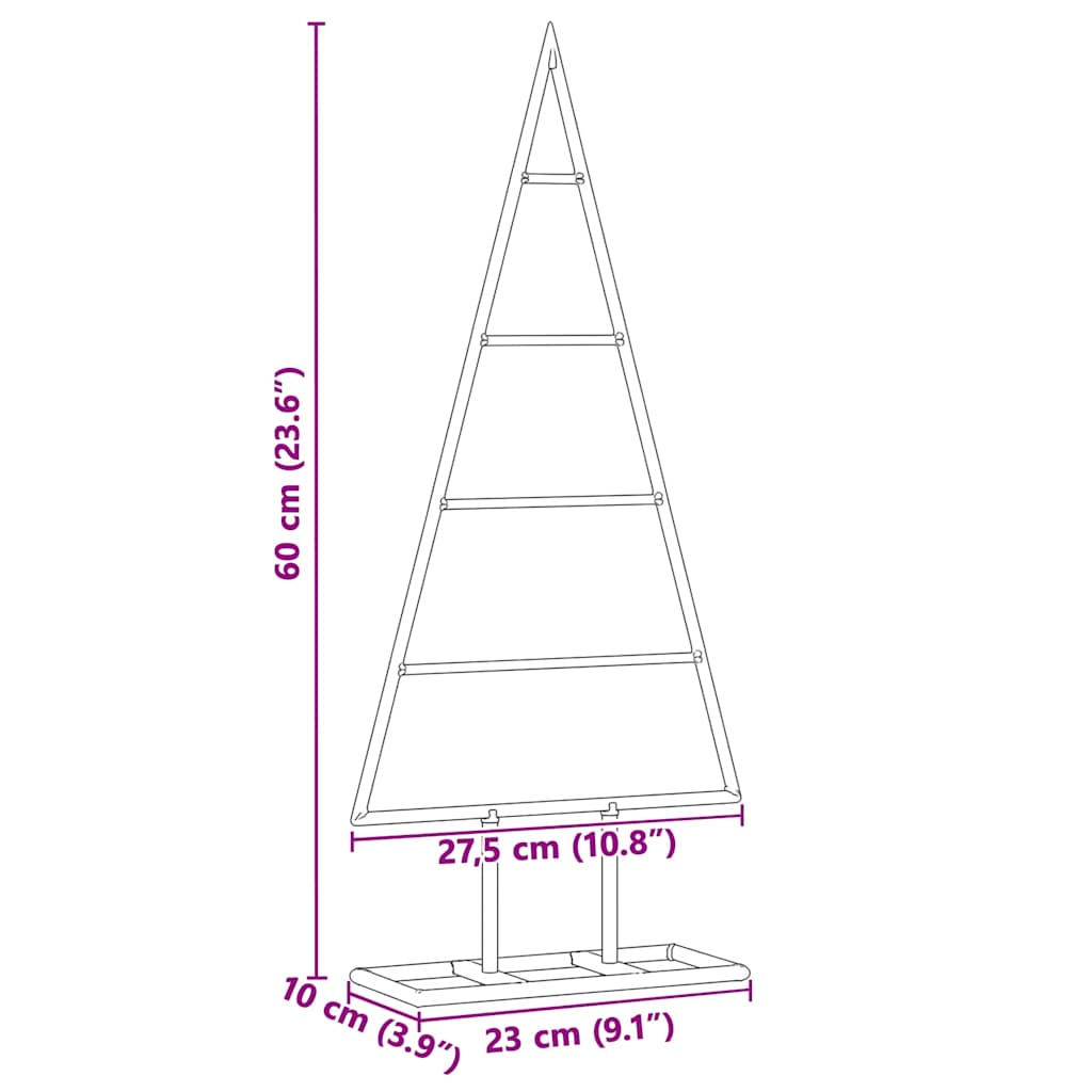 Metalen kerstboom met standaard Goud 60 cm Poedergecoat staal