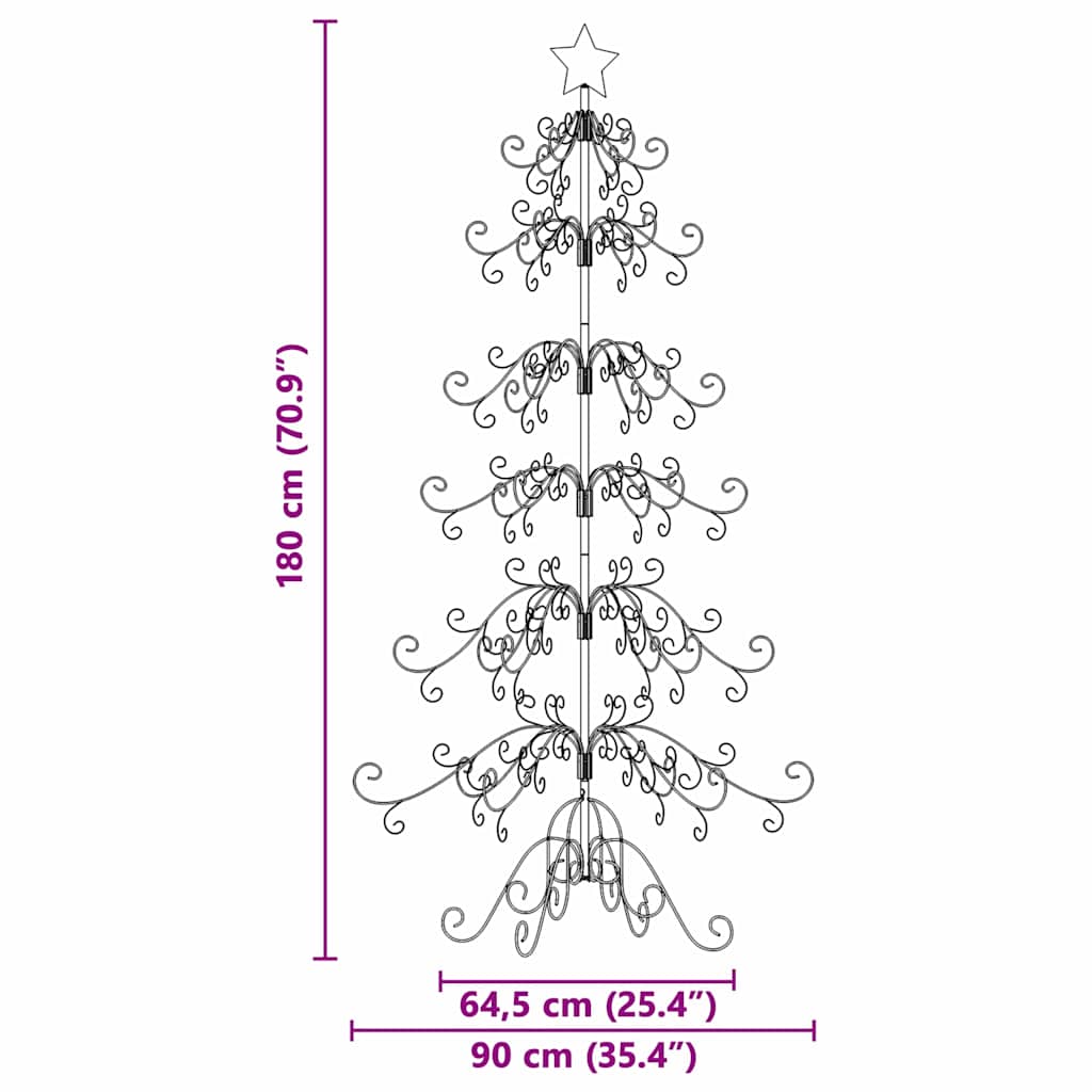 Metalen kerstboom met standaard Goud 180 cm Poedergecoat staal