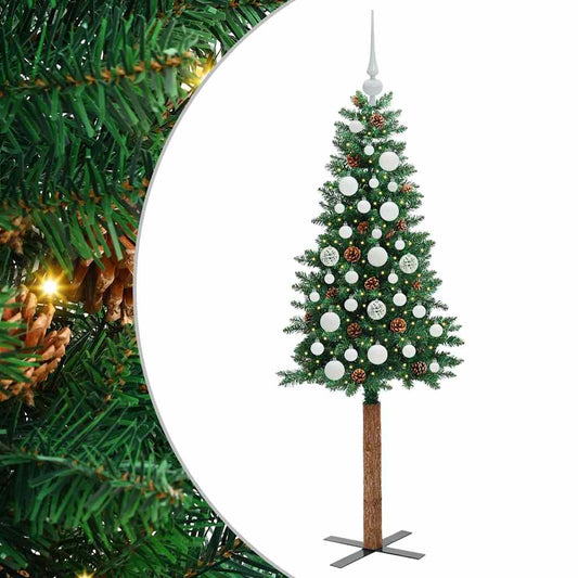Slanke Kerstboom Groen 150 cm PVC en massief dennenhout
