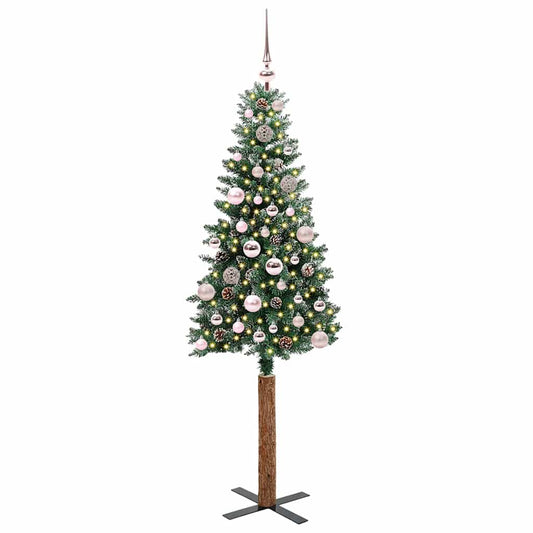 Slanke Kerstboom Groen 150 cm PVC en massief dennenhout