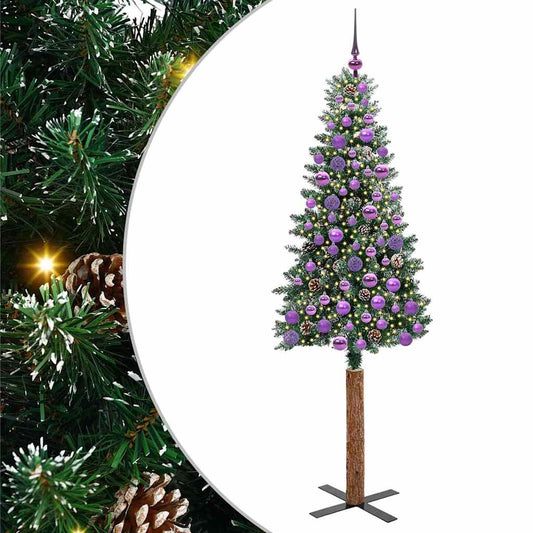 Slanke Kerstboom Groen 180 cm PVC en massief dennenhout