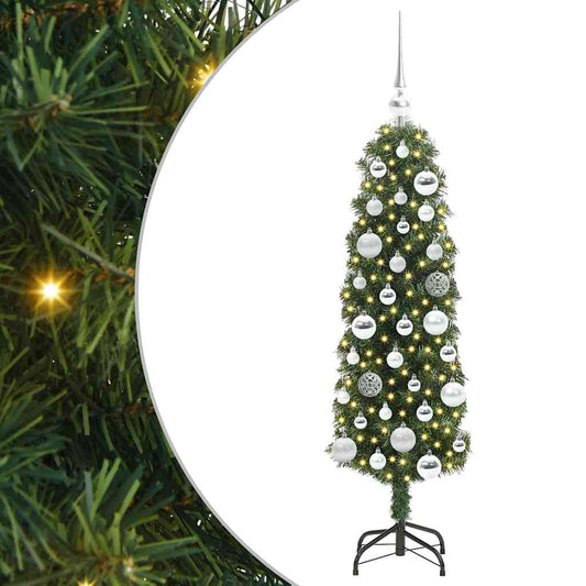 Kunstkerstboom Groen 120 cm PVC en Staal en Kunststof