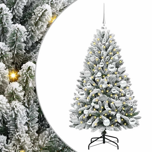 Kunstkerstboom met 150 LED Groen en Wit 120 cm PVC en Metaal