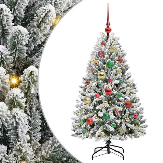 Kunstkerstboom met 150 LED Groen en Wit 120 cm PVC en Metaal