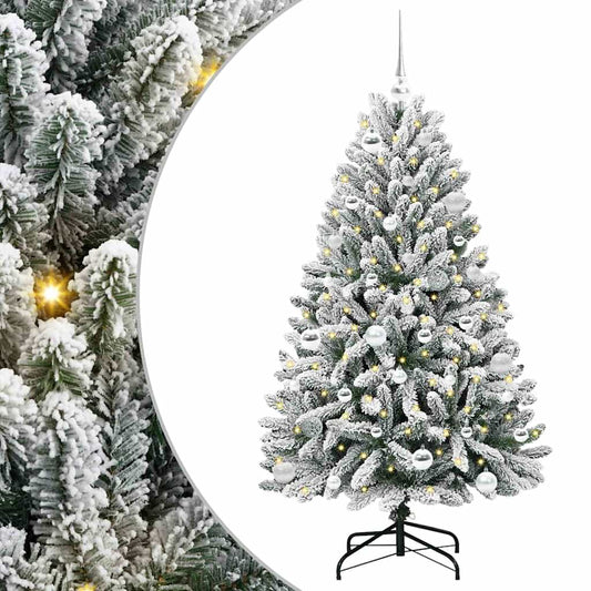 Kunstkerstboom met 150 LED Groen en Wit 150 cm PVC en Metaal