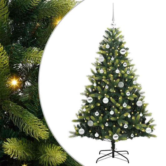 Kunstkerstboom met scharnier 150 LEDs Groen 150 cm PVC en PE