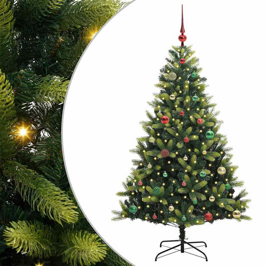 Kunstkerstboom met scharnier 150 LEDs Groen 150 cm PVC en PE