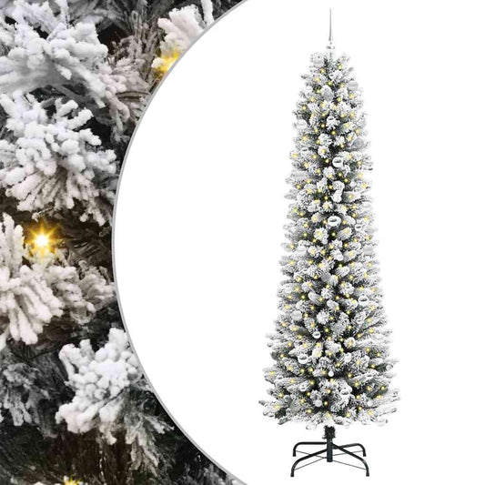 Kunstkerstboom met 300 LED Wit 240 cm PVC en Metaal en Plastic