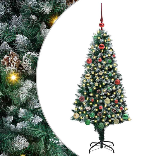 Kunstkerstboom Groen 150 cm PVC en Staal en Kunststof