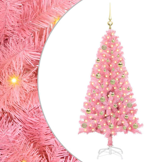 Kerstboom met 150 LED met standaard Roze 150 cm PVC