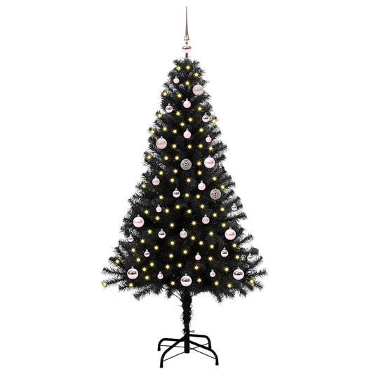 Kerstboom met 150 LED met standaard Zwart 150 cm PVC