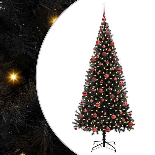 Kerstboom met 300 LED met standaard Zwart 180 cm PVC