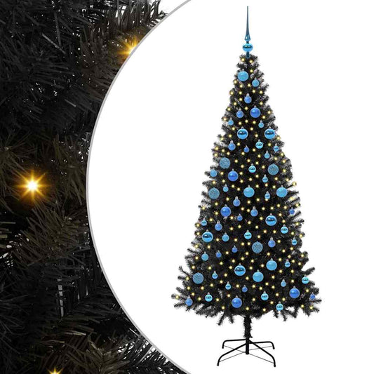 Kerstboom met 300 LED met standaard Zwart 180 cm PVC