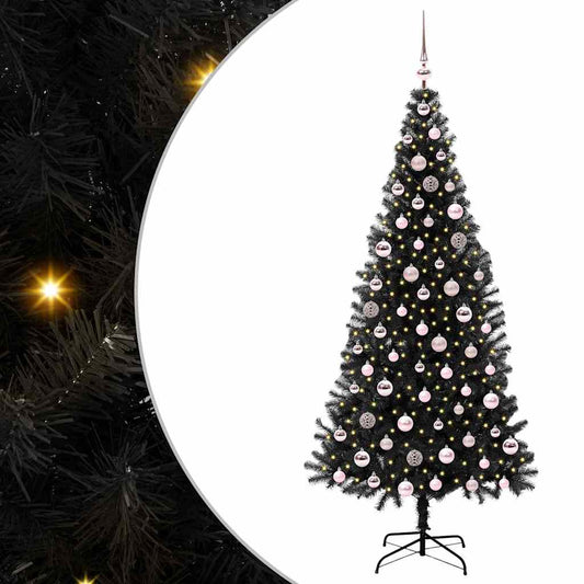 Kerstboom met 300 LED met standaard Zwart 210 cm PVC