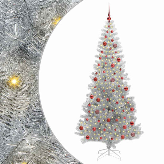 Kerstboom met 300 LED met standaard Zilver 210 cm PET