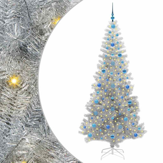 Kerstboom met 300 LED met standaard Zilver 210 cm PET