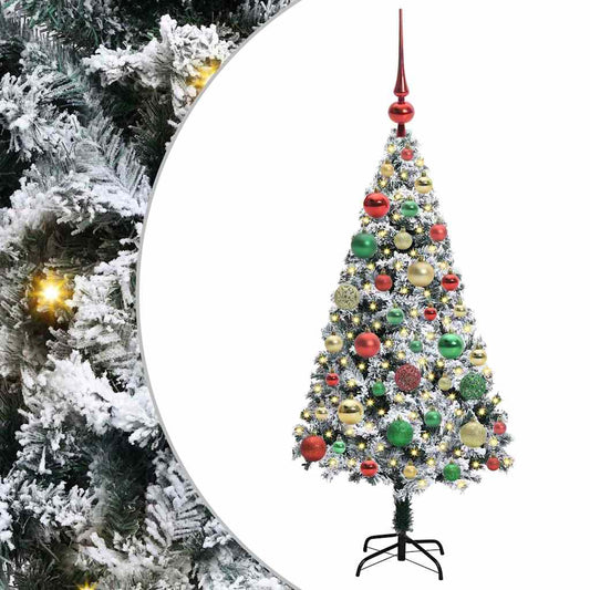 Kunstkerstboom met 150 LED Wit 120 cm PVC en Staal en Kunststof