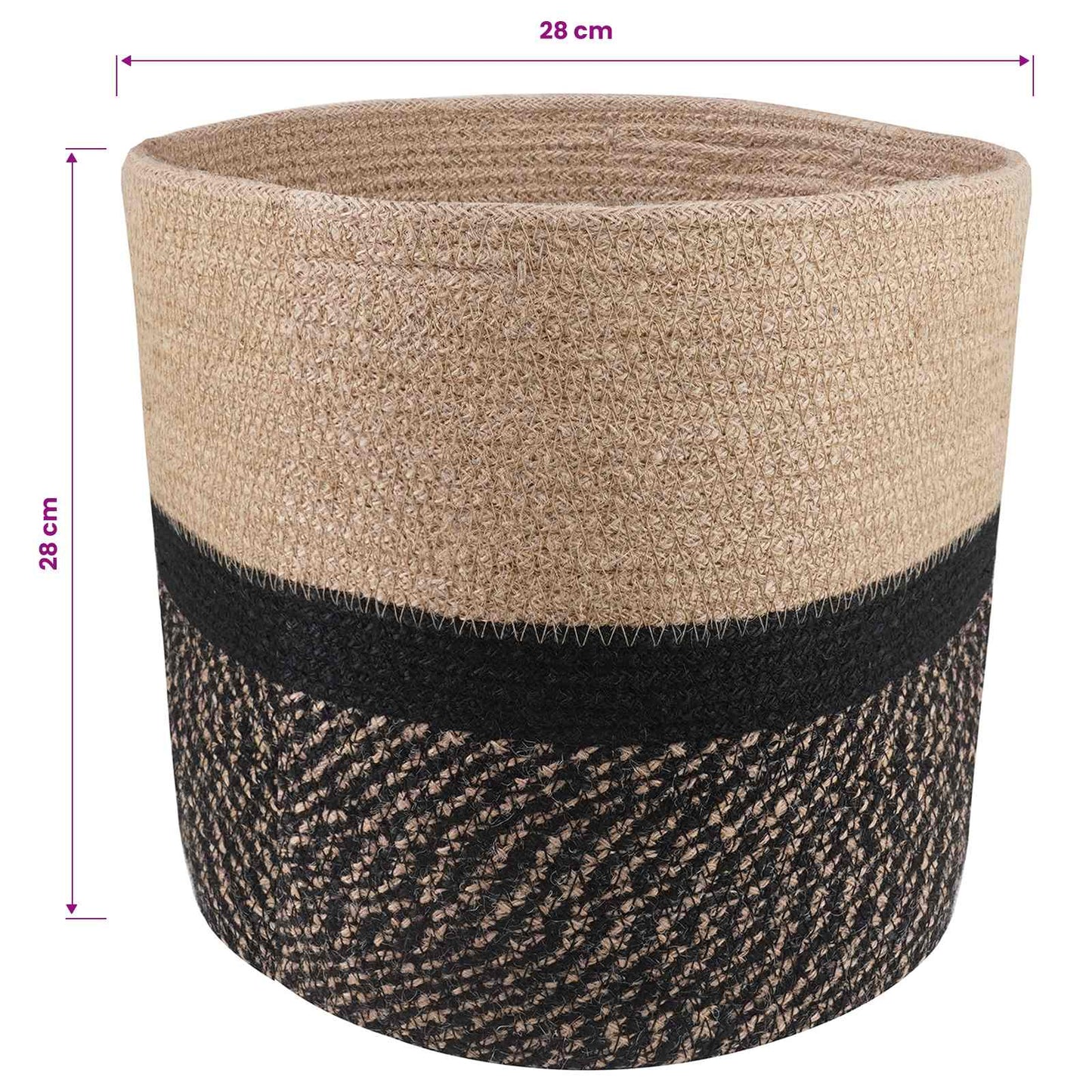 Plantenpot Set 2 Pcs Naturel En Zwart Ø 28 X 28 Cm
