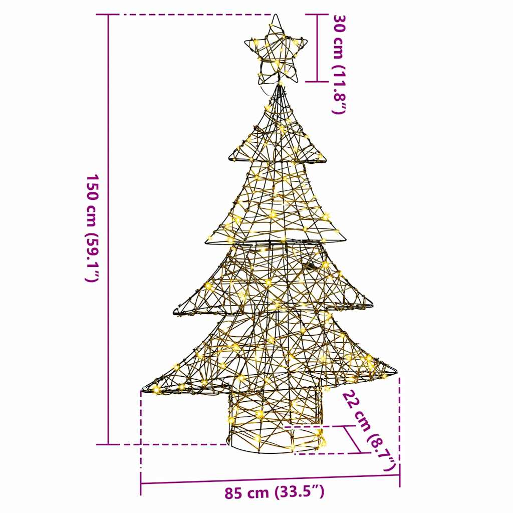 Kerstboom met 120 LED Warmwit 120 cm Rattan