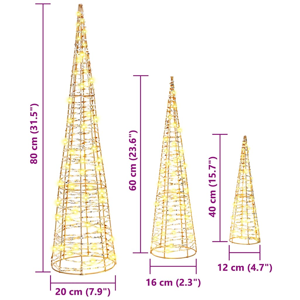 Kerstboom met 90 LED 3 pcs Warmwit 20 x 20 x 80 cm PET