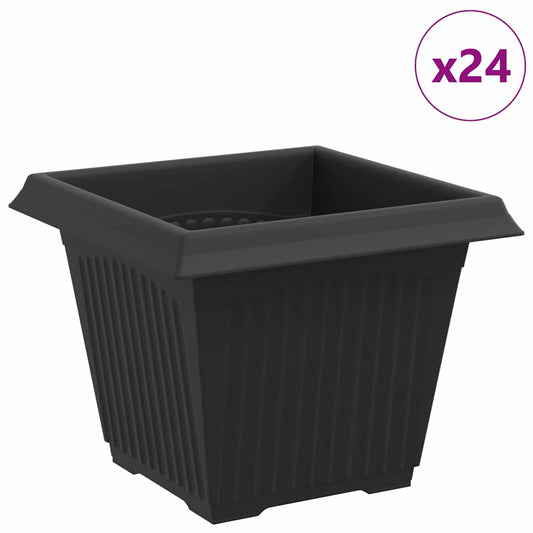 Vierkante Bloempot 24 pcs Zwart 43 x 43 x 33.5 cm Kunststof