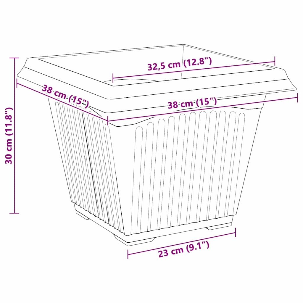 Vierkante Bloempot 24 pcs Zwart 43 x 43 x 33.5 cm Kunststof