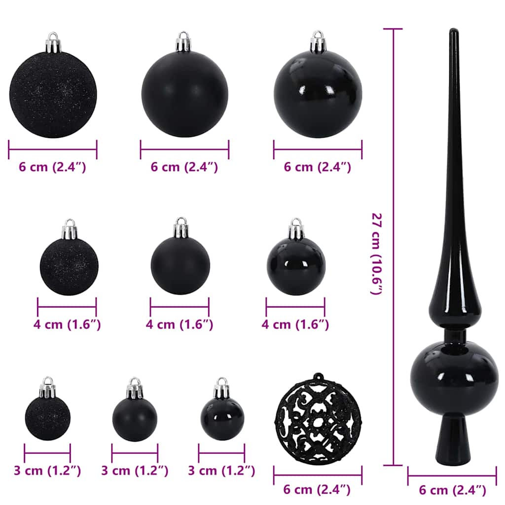 Kerstbal Set met 150 LED 61 pcs Zwart Kunststof