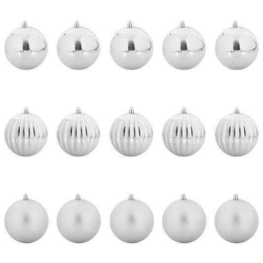 Kerstbal Set 15 pcs Zilver Kunststof