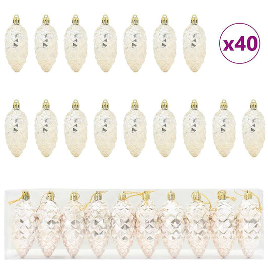Kerstdennenappeltje 40 pcs champagne Kunststof