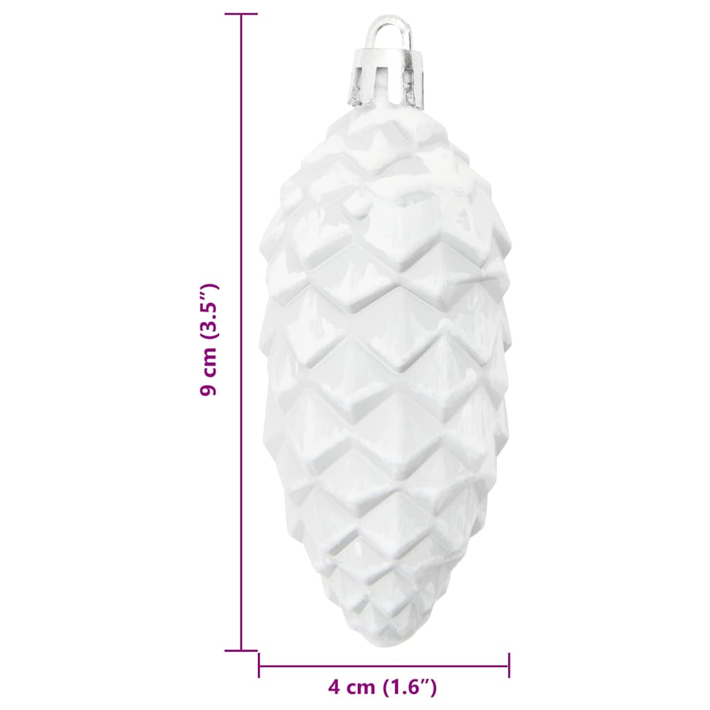 Kerstdennenappeltje 40 pcs Wit Kunststof