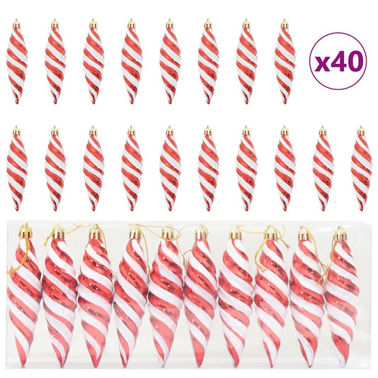 Kerst Spiralvorm Bal 40 pcs Rood Kunststof