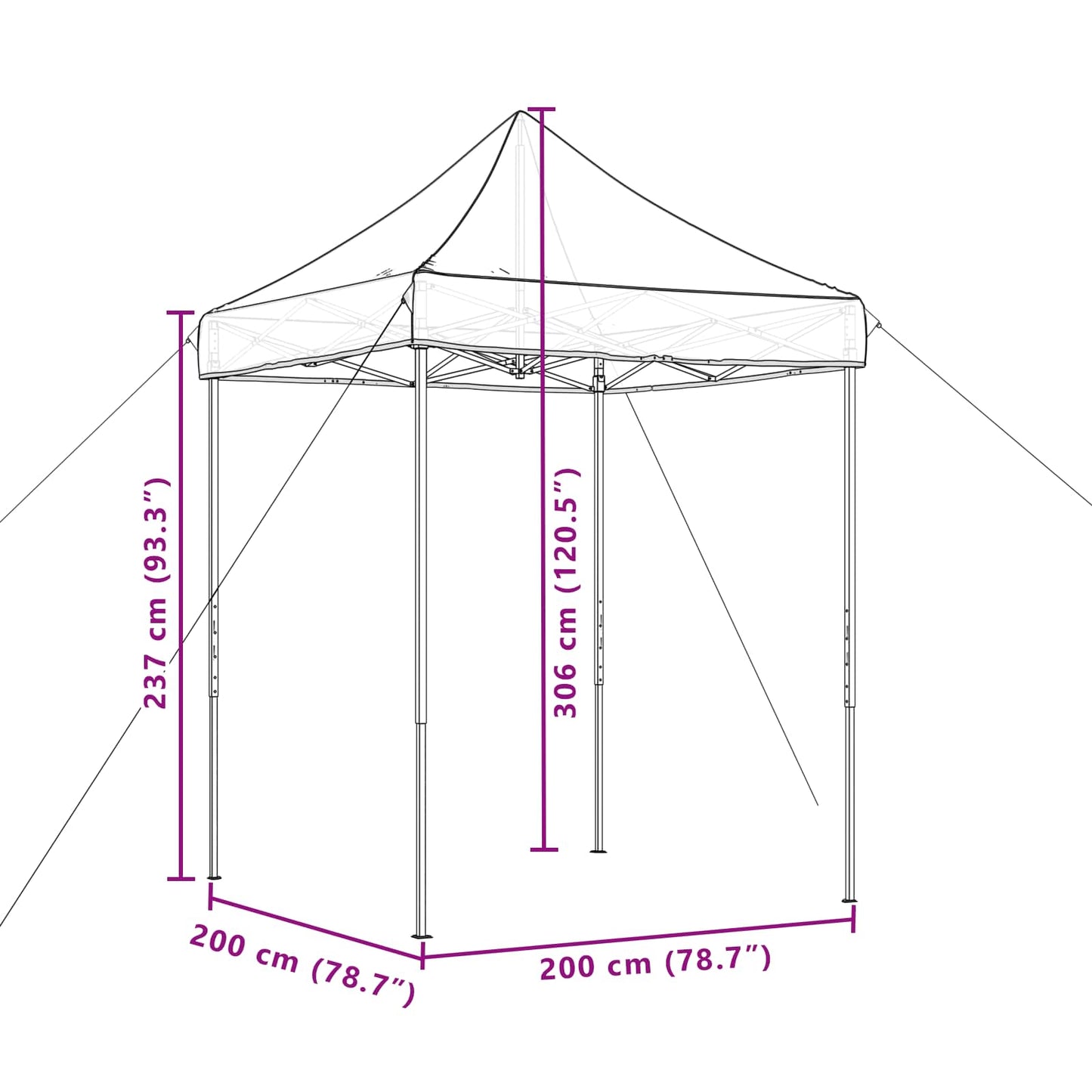 Partytent Groen 200 x 200 x 306 cm Oxford Stof
