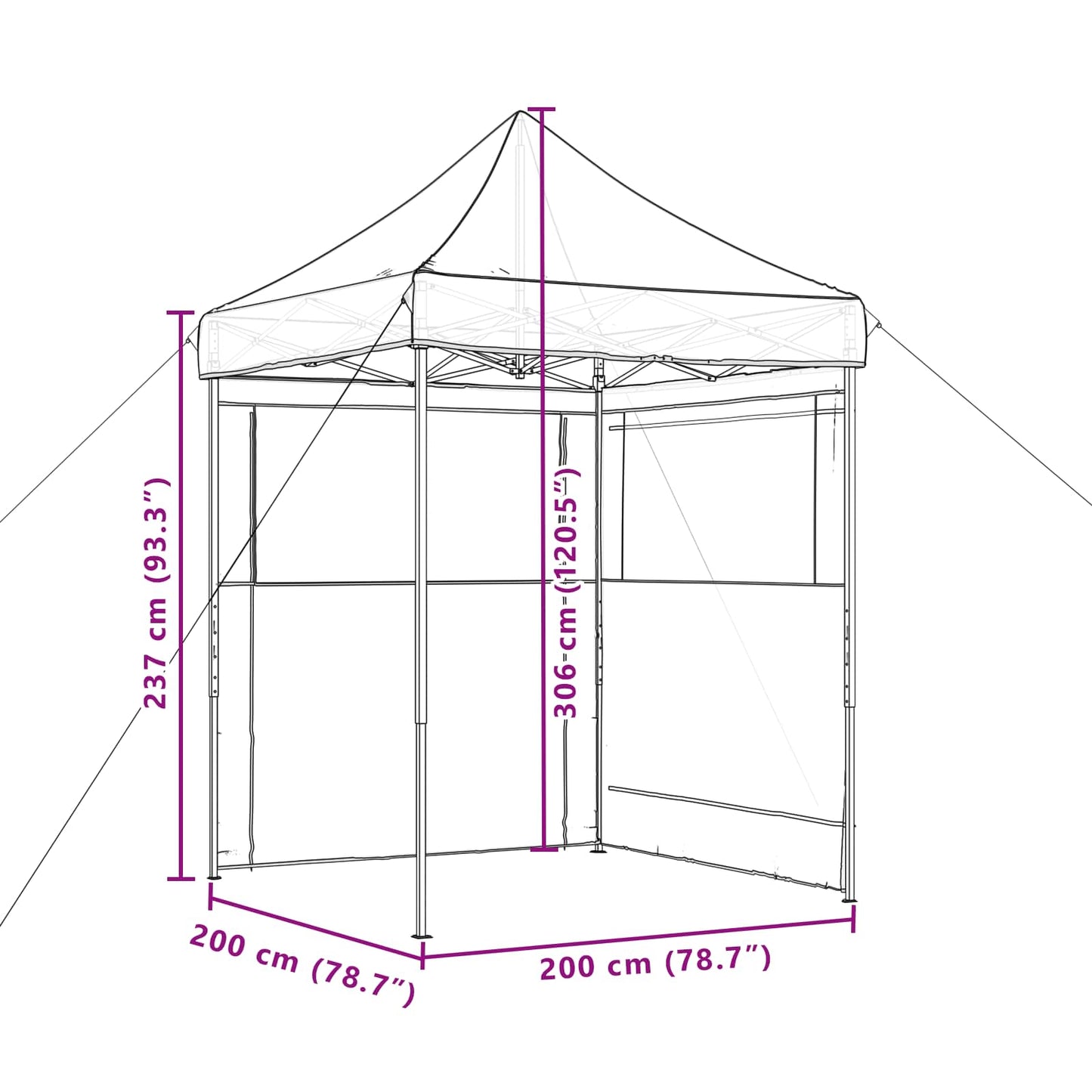 Partytent Taupe 200 x 200 x 306 cm Oxford Stof
