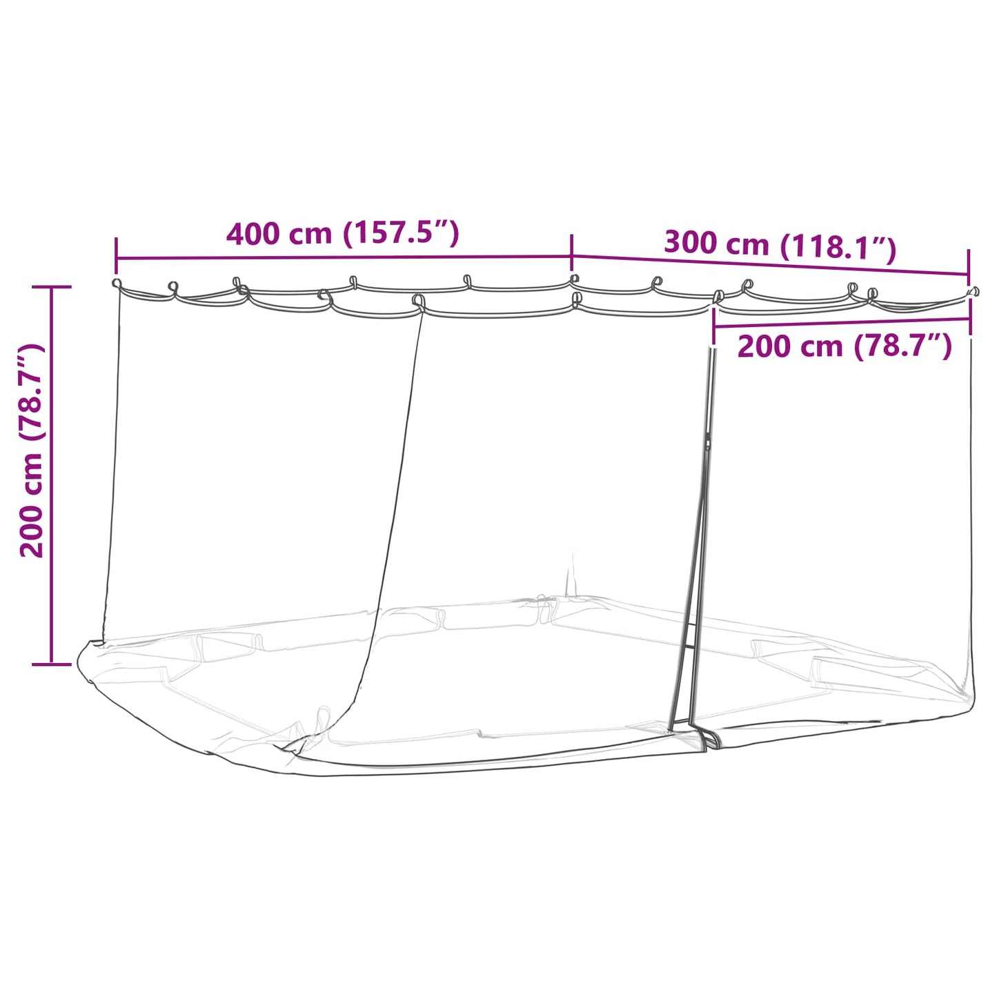 Muggennet Voor Het Prieel 220 Gaas 4 X 3 X 2 Cm Polyester