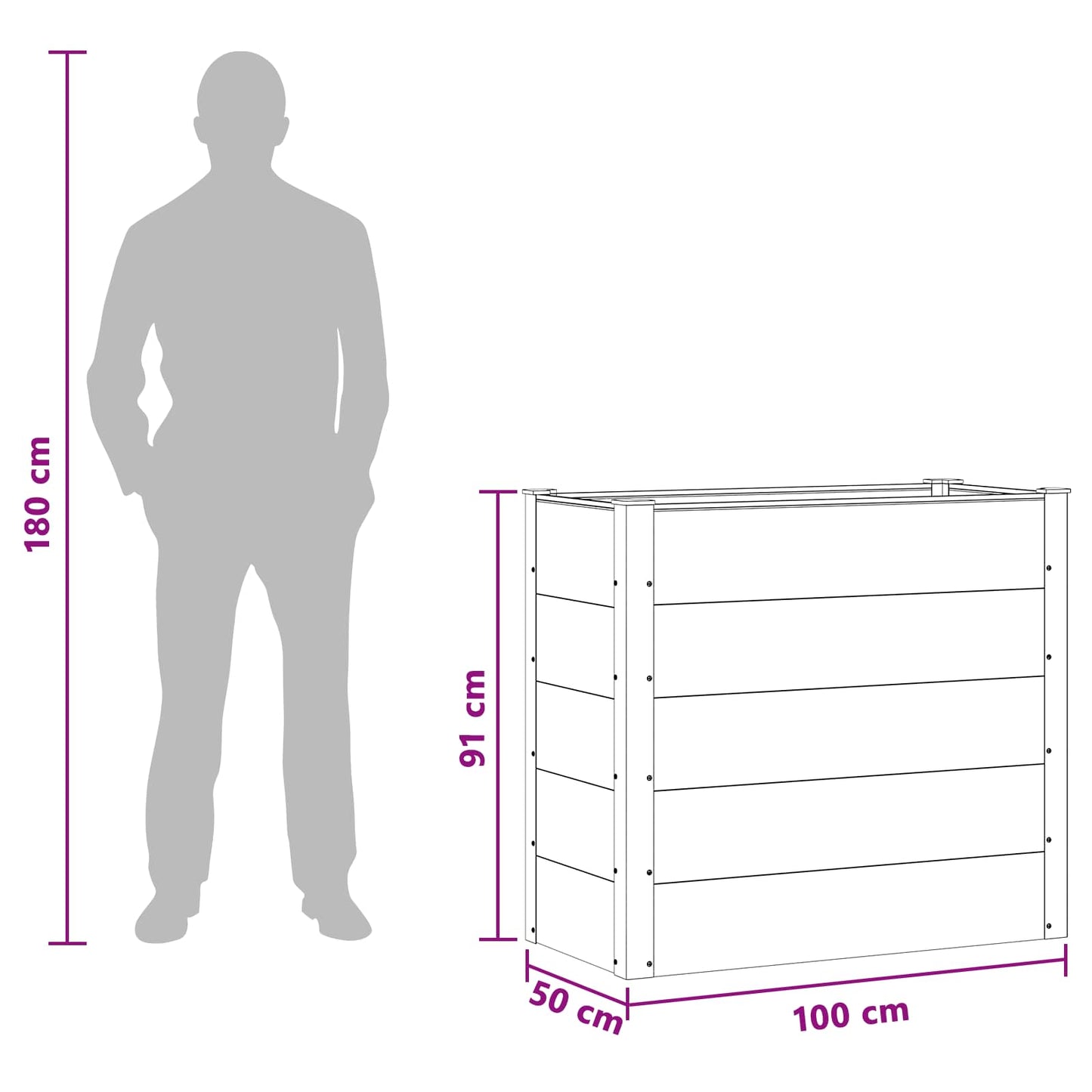 Verhoogde Plantenbak Zwart 100 X 50 X 91 Cm Alu.