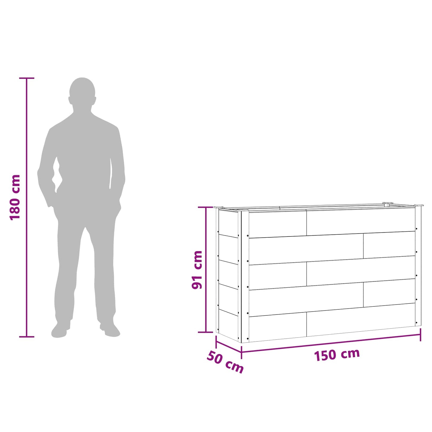 Verhoogde Plantenbak Zwart 150 X 50 X 91 Cm Alu.