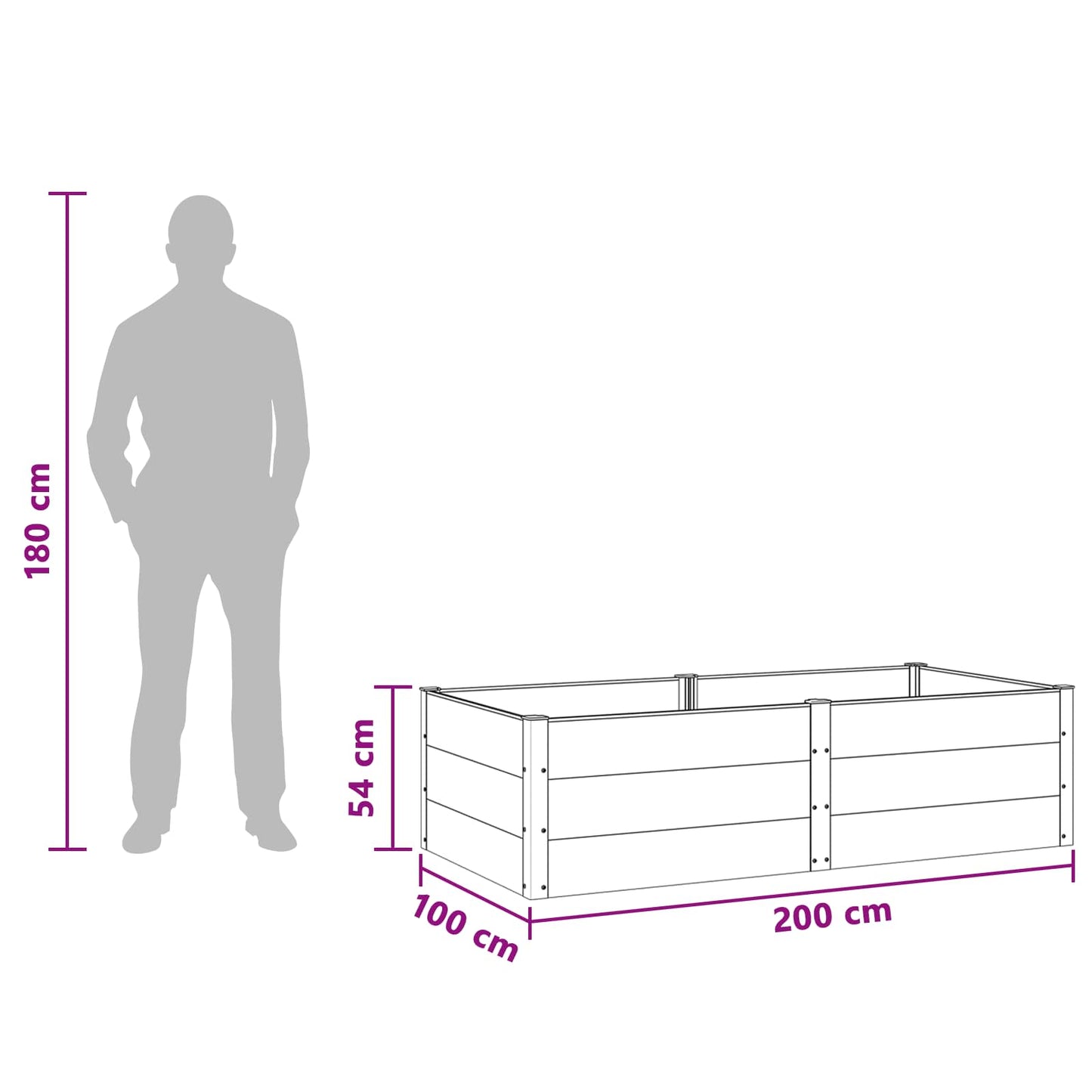 Verhoogde Plantenbak Zwart 200 X 100 X 54 Cm Alu.