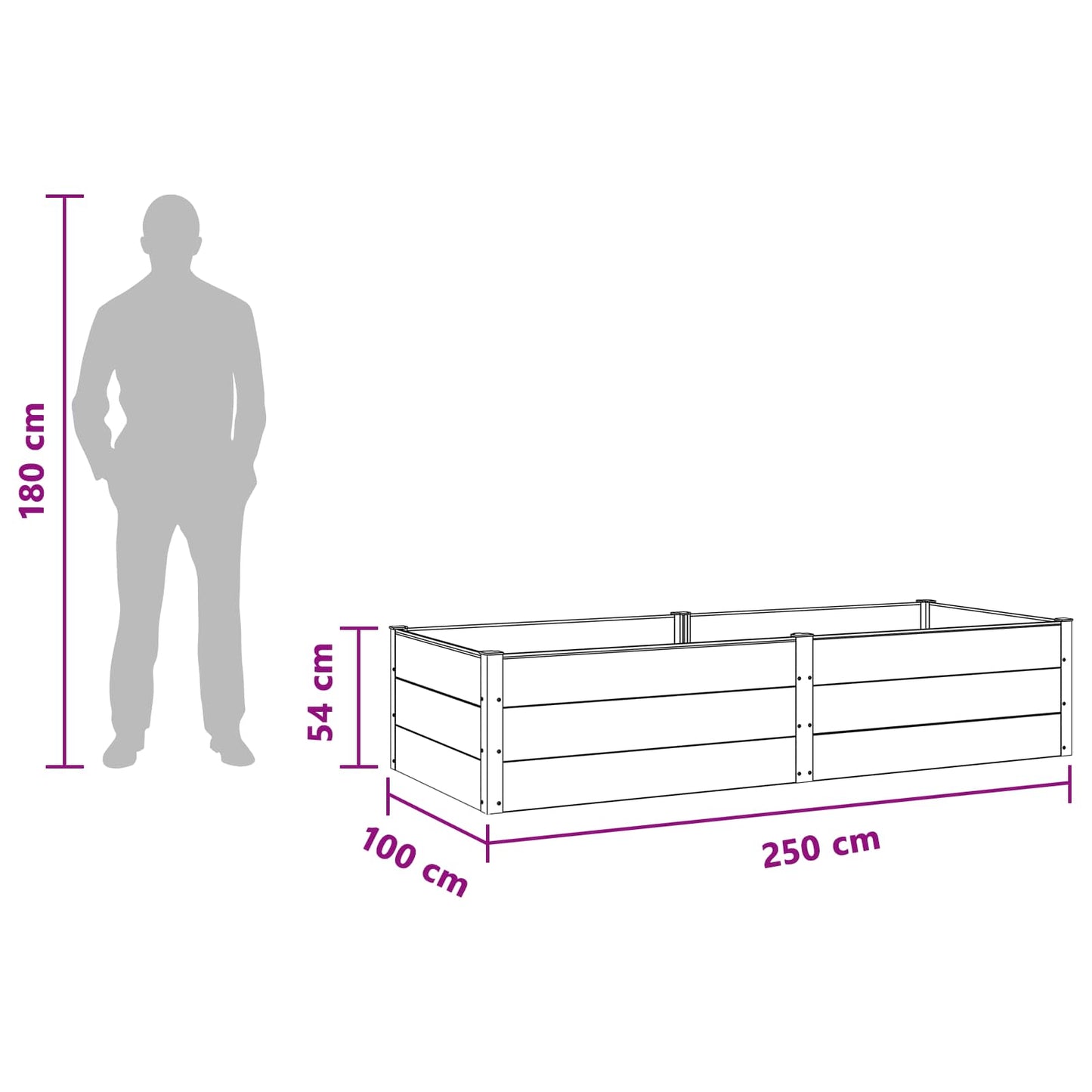 Verhoogde Plantenbak Zwart 250 X 100 X 54 Cm Alu.