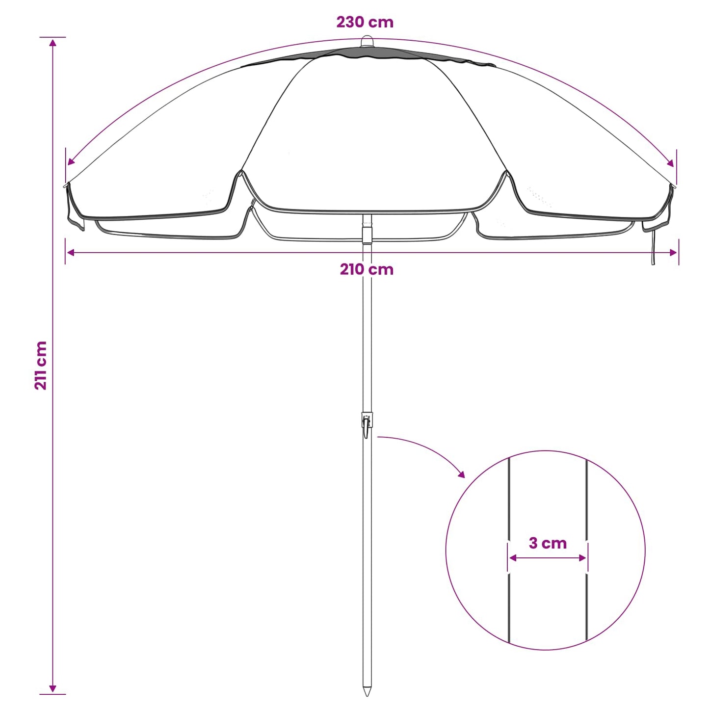 Tuinparasol 207 Cm 170T Polyester Oranje