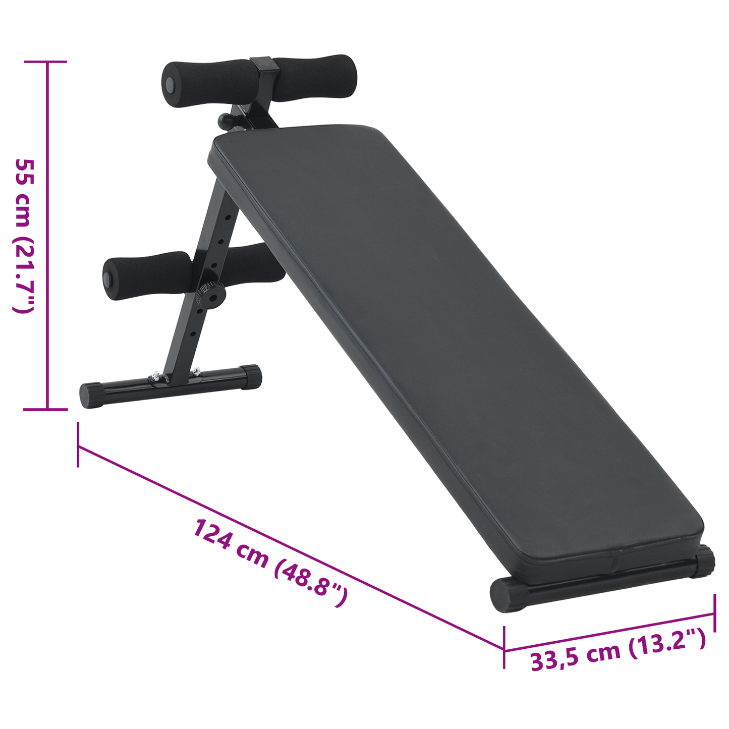 Sit Up Bank 150 kg Vouwbaar en Hoogte Verstelbaar 48-68 cm Staal