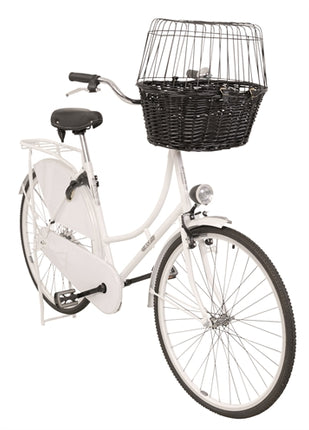 Trixie Wilgen Fietsmand Voorop Zwart Met Kussen En Kap 50X35X41 Cm