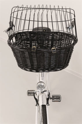 Trixie Wilgen Fietsmand Voorop Zwart Met Kussen En Kap 50X35X41 Cm