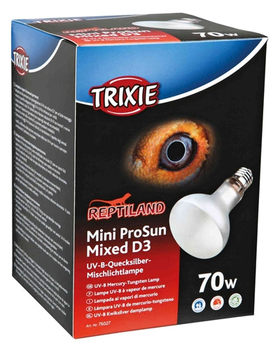 Trixie Reptiland Mini Prosun Mixed D3 Uv-B Lamp Zelfstartend 70 Watt 8X8X10,8 Cm