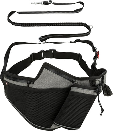 Trixie Joggingriem Met Lijn Grijs / Zwart 115-150X2 Cm / 70-130X23 Cm