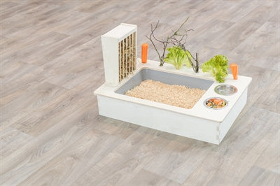 Trixie Voederstation Met Voerbak / Waterbak / Hooiruif Hout Naturel 70X47X41 Cm