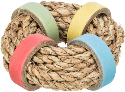 Trixie Zeegras Ring Met Papieren Ringen Naturel 8X8 Cm