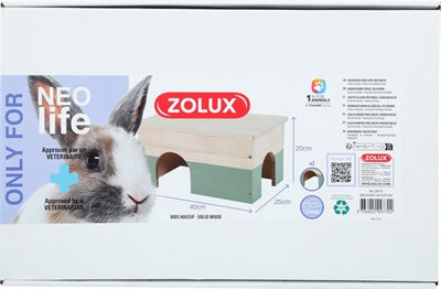 Zolux Neolife Houten Huisje Konijn Groen 40X25X20 Cm