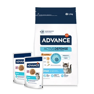 Advance Cat Kitten Chicken / Rice + 2 Pouches Chicken 1,5 Kg + 2X85 Gr