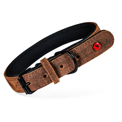 Zolux Expert Halsband Hond Premium Leer / Neopreen Bruin 30X1,4 Cm