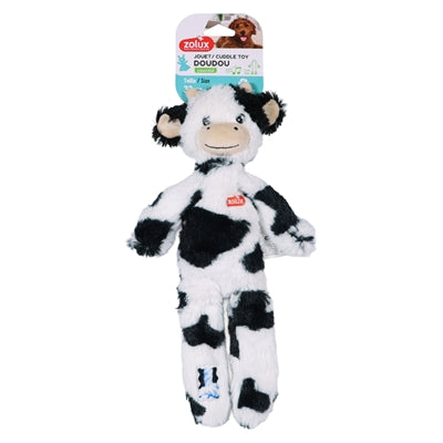 Zolux Furry Farm Koe Isache Pluche Met Touw Wit / Zwart 32X21X6 Cm